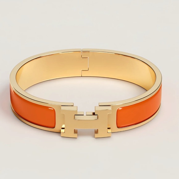 Hermes Jewelry - Hermes Le H Bracelet Clic Classic Gold & Orange Authentic